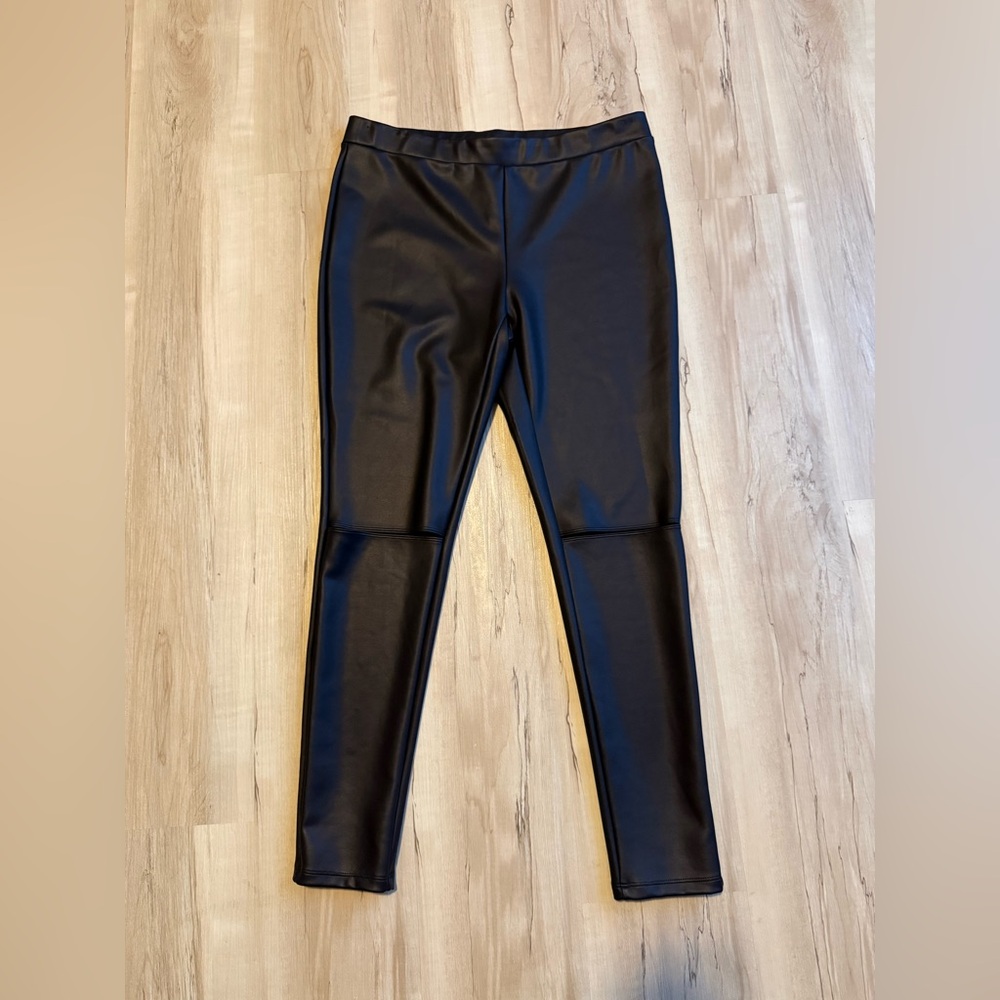 Express Black Faux Leather Leggings | High Rise | Stretch Moto Style | L
